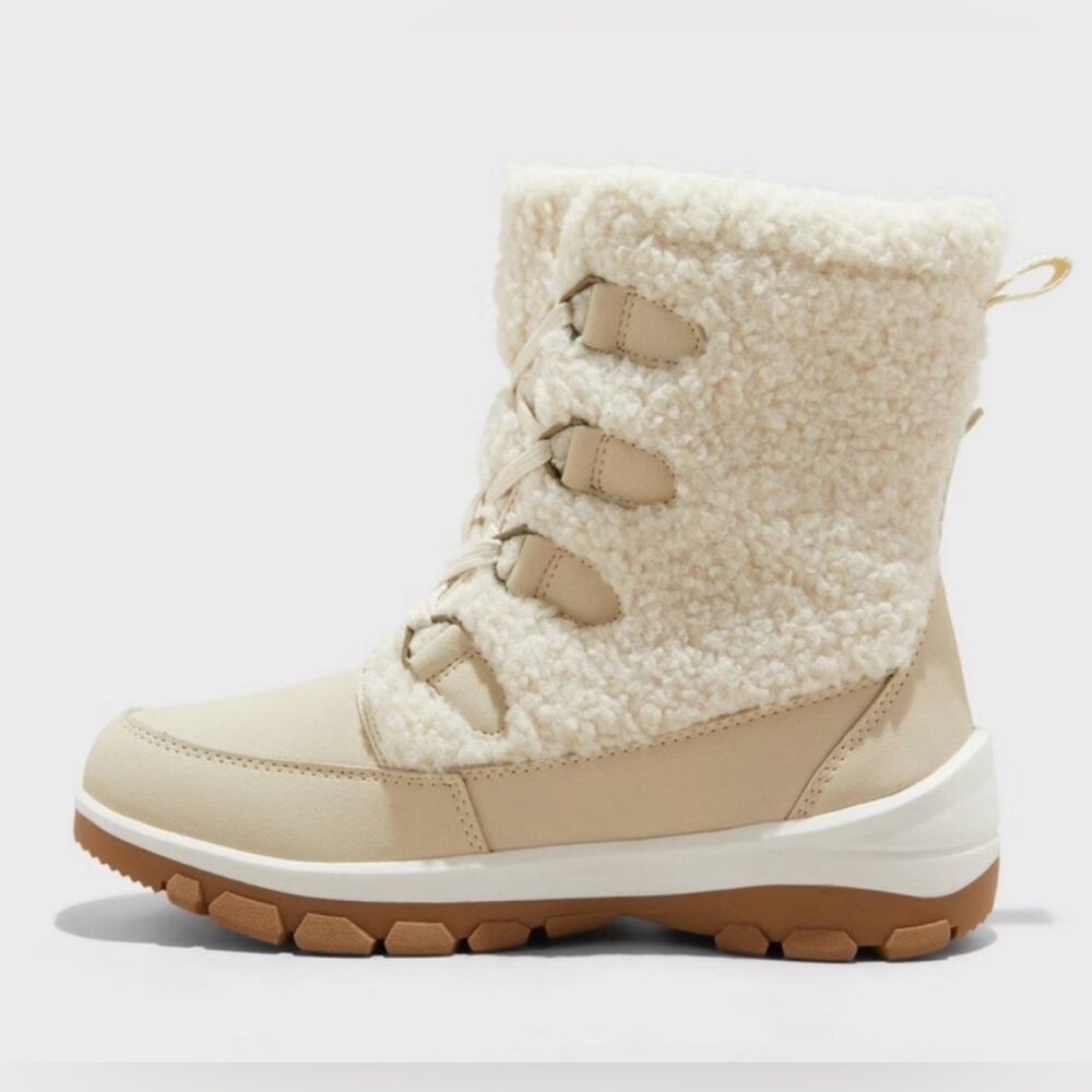 Women's Corie Winter Hiker Boots Shearling - Universal Thread Cream Size 8